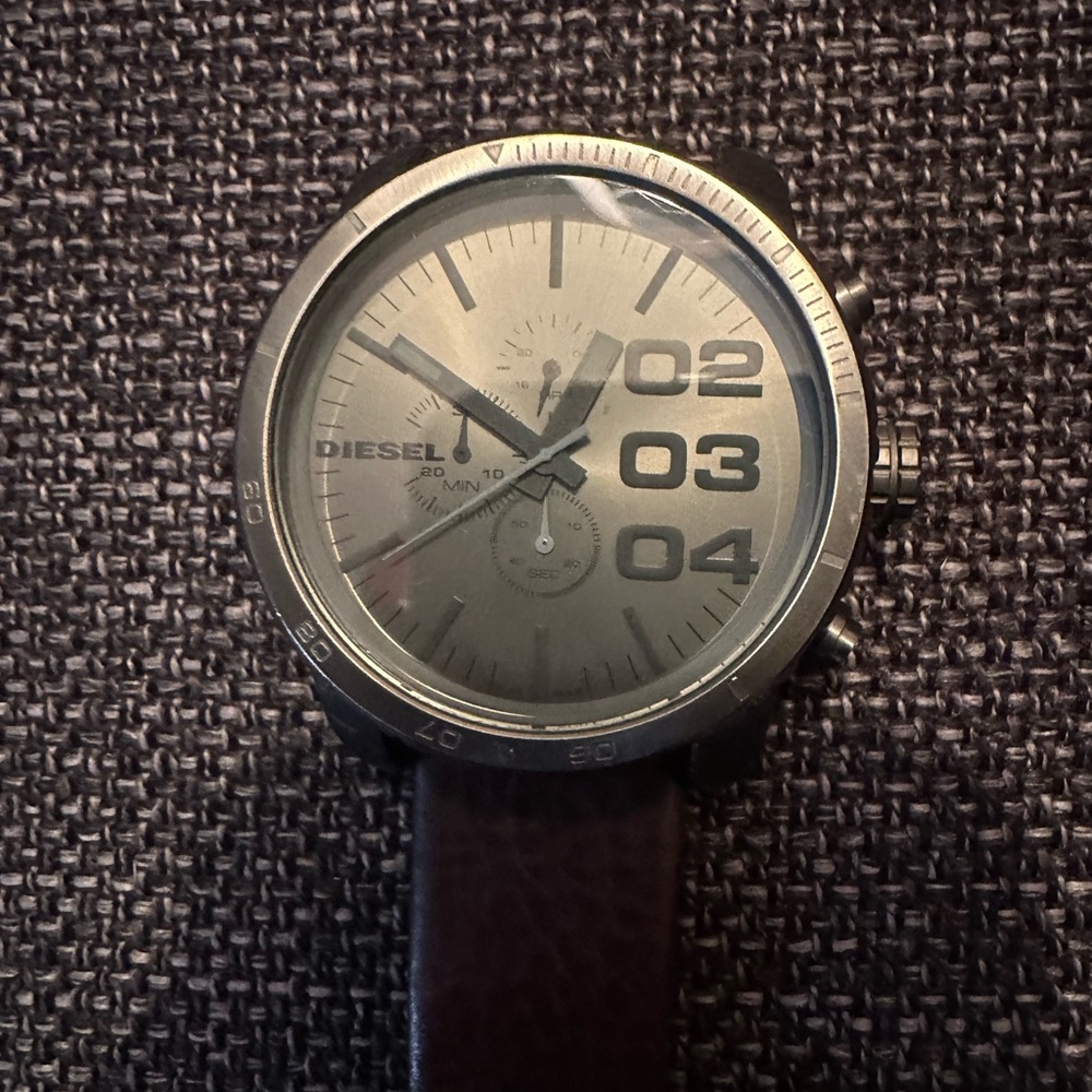 Diesel Men's Silver Dial with Brown Strap Watch
